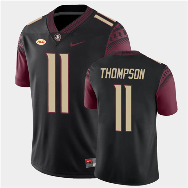Men's Florida State Seminoles #11 Warren Thompson Nike Black College Football Game Jersey