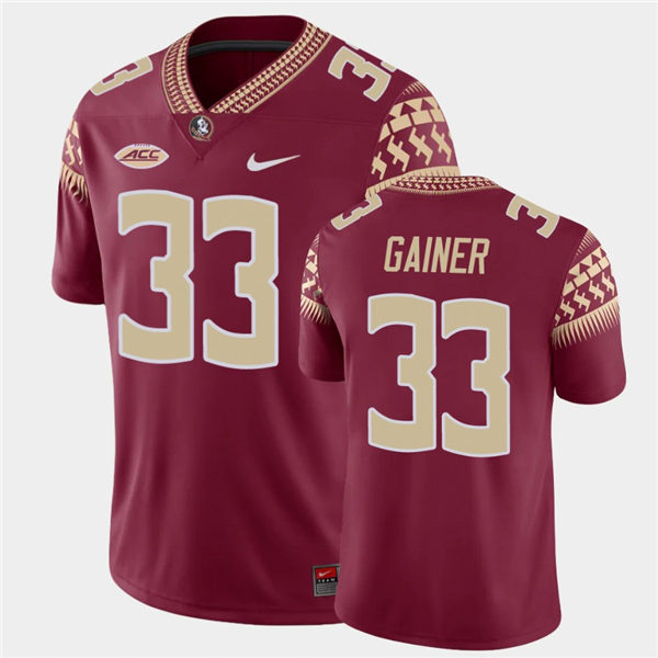 Men's Florida State Seminoles #33 Amari Gainer Nike Garnet College Football Game Jersey