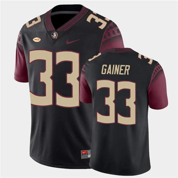 Men's Florida State Seminoles #33 Amari Gainer Nike Black College Football Game Jersey