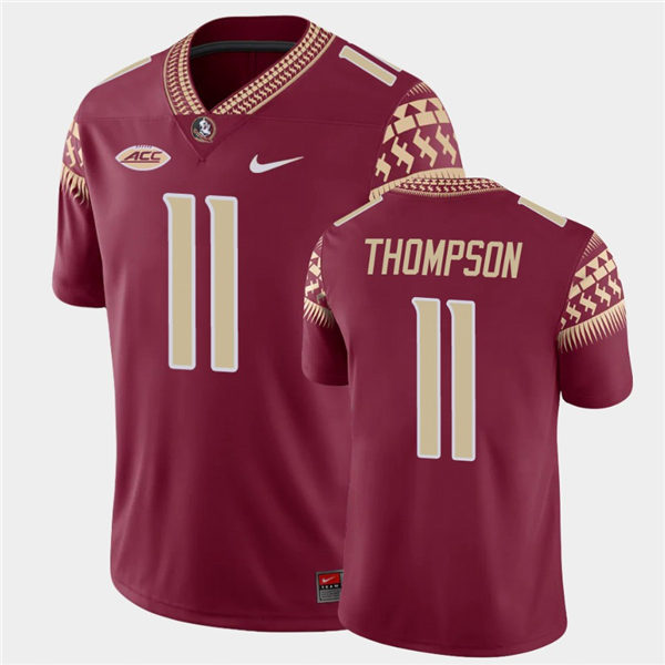 Men's Florida State Seminoles #11 Warren Thompson Nike Garnet College Football Game Jersey