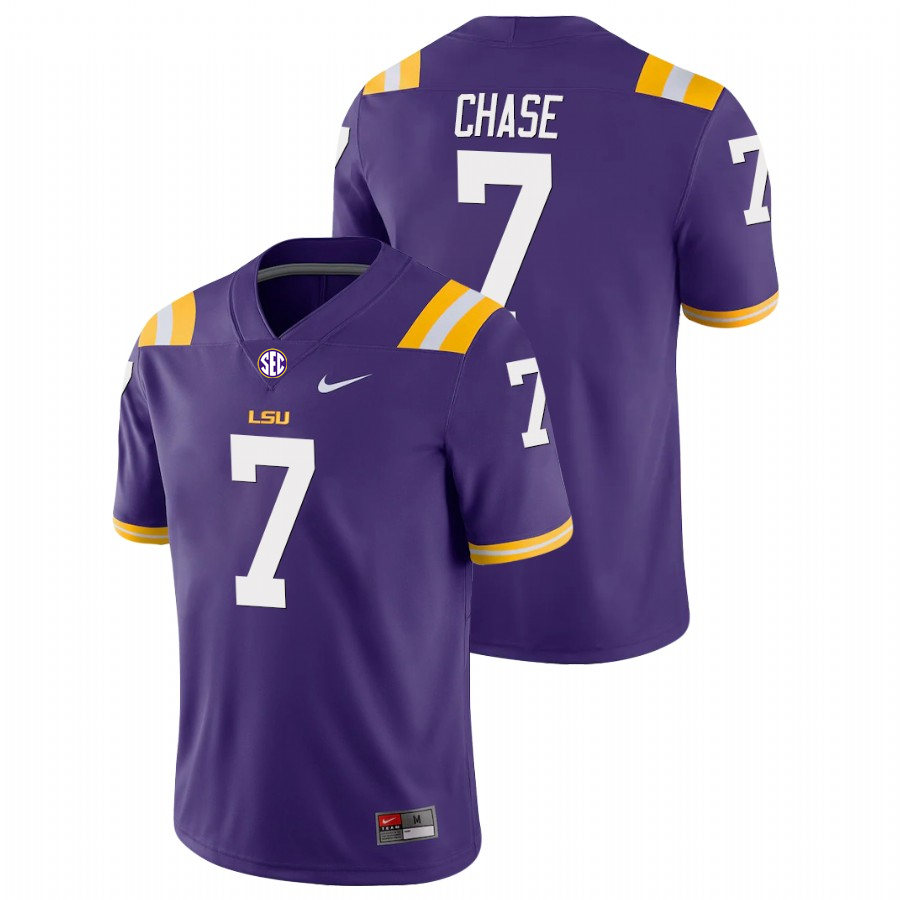 Men's LSU Tigers #7 Ja'Marr Chase Nike Purple College Game Football Jersey