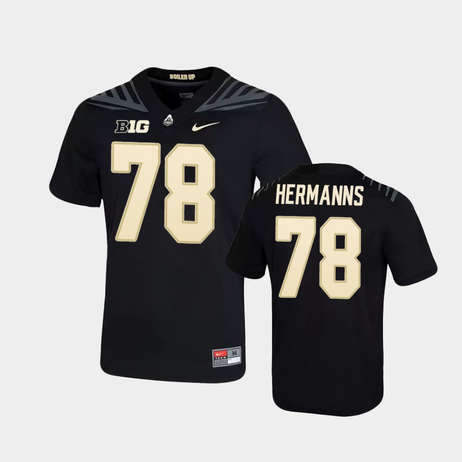 Men's Purdue Boilermakers #78 Grant Hermanns Nike Black College Game Football Jersey