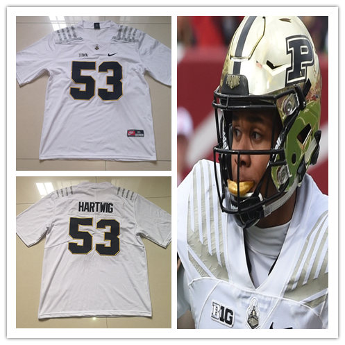 Men's Purdue Boilermakers #53 Gus Hartwig Nike White College Game Football Jersey