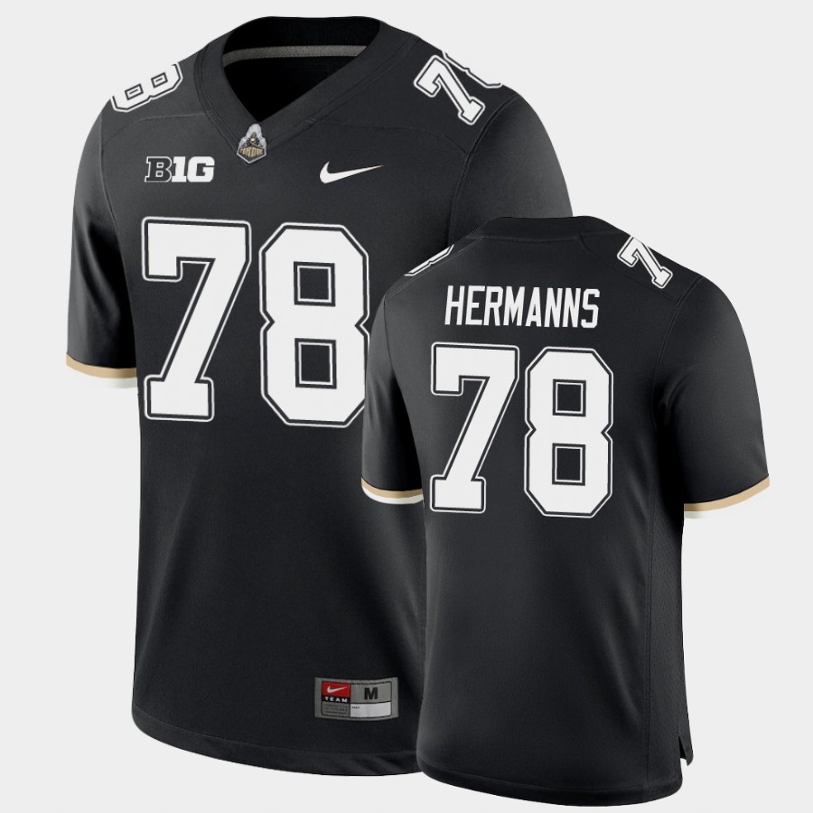 Men's Purdue Boilermakers #78 Grant Hermanns Nike Black Throwback Football Jersey