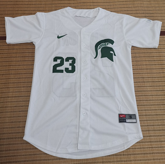 Men's Michigan State Spartans #23 Kirk Gibson Nike White Team Logo College Baseball Game Jersey