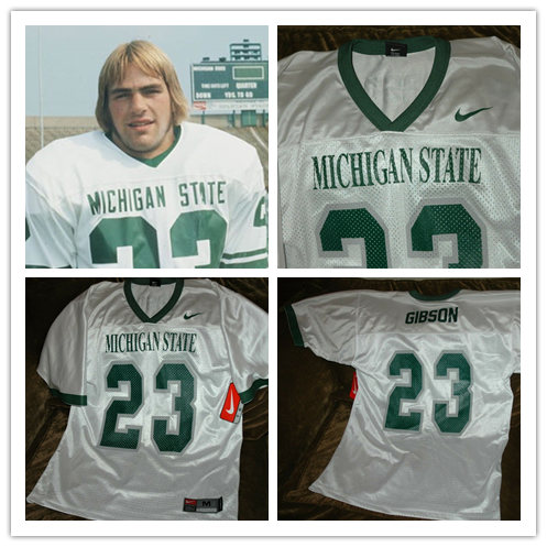 Men's Michigan State Spartans #23 Kirk Gibson Nike White Throwback Football Jersey