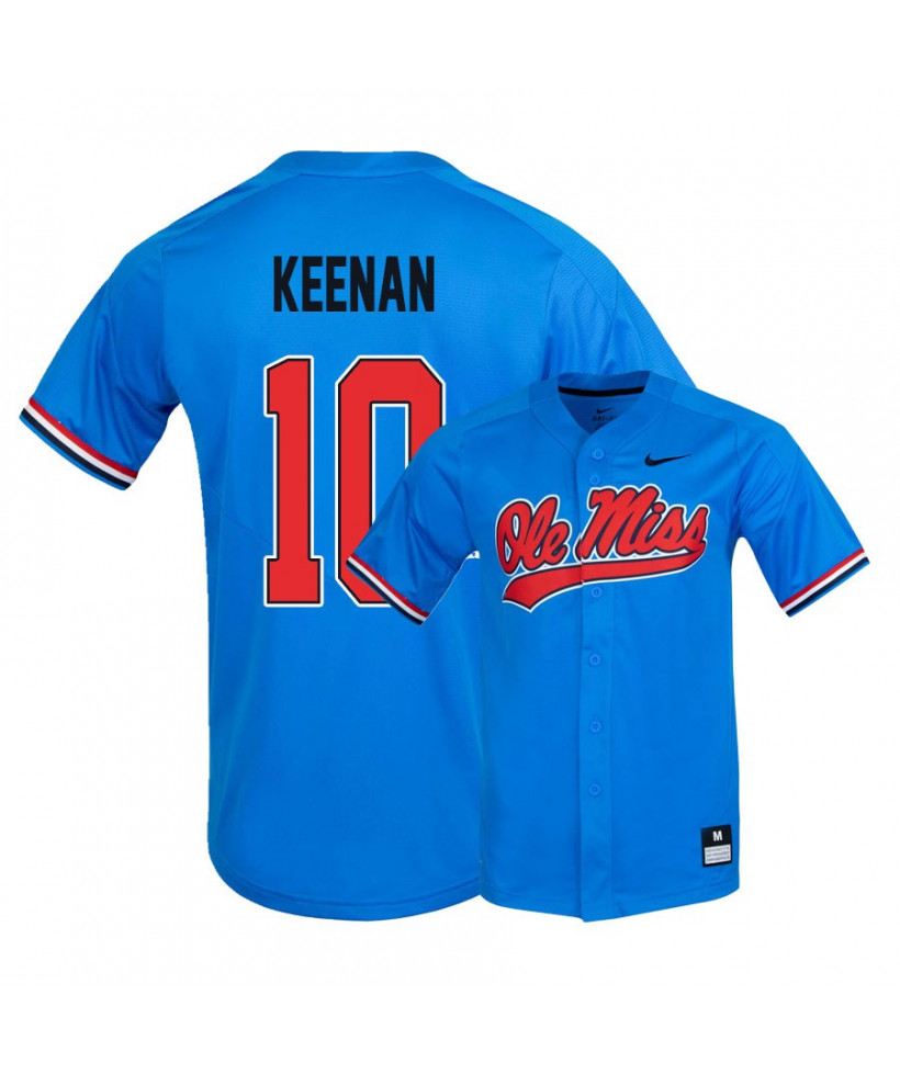 Men's Ole Miss Rebels #10 Tyler Keenan Nike Powder Blue Baseball Jersey