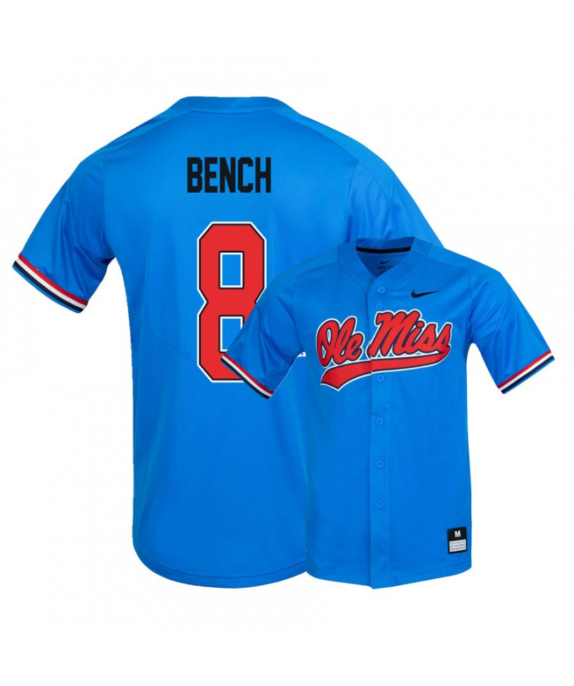 Men's Ole Miss Rebels #8 Justin Bench Nike Powder Blue Baseball Jersey