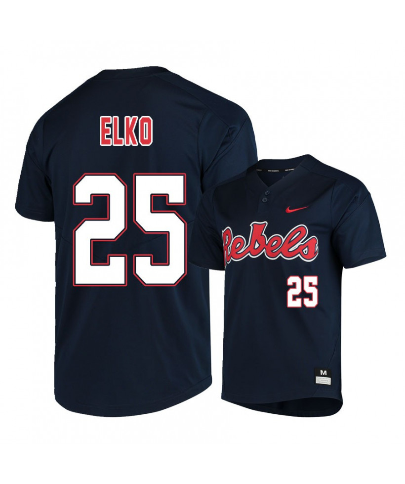 Men's Ole Miss Rebels #25 Tim Elko Nike Navy Baseball Jersey