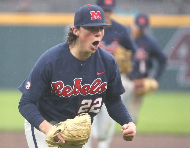 Men's Ole Miss Rebels #22 Ryan Rolison Nike Navy Baseball Jersey