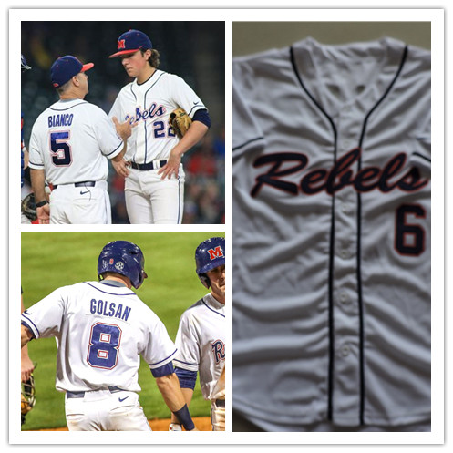 Mens Ole Miss Rebels Custom Jacob Gonzalez Kevin Graham Justin Bench Hayden Dunhurst Peyton Chatagnier Nike White College Baseball Jersey