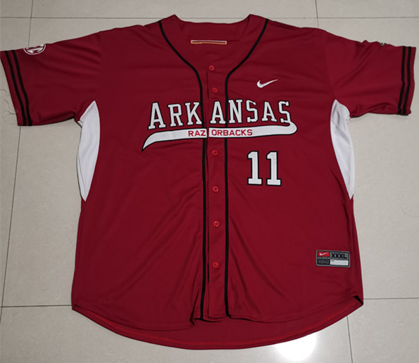 Men's Arkansas Razorbacks #11 Logan Forsythe Nike Cardinal Retro Baseball Jersey