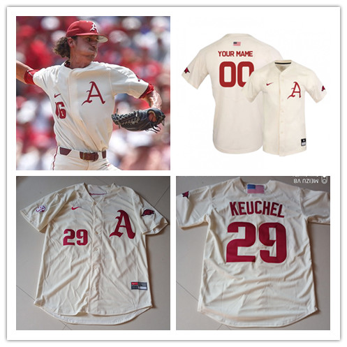 Mens Youth Arkansas Razorbacks Custom Nike Cream Baseball Jersey