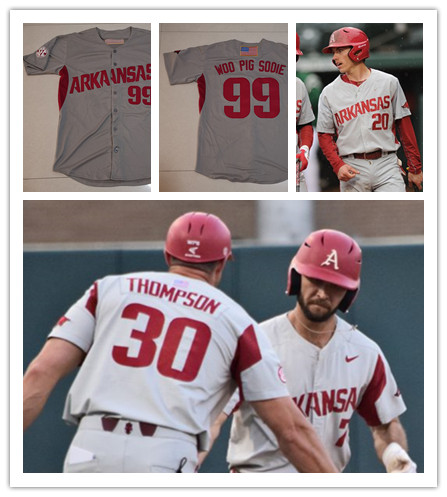 Mens Youth Arkansas Razorbacks Custom Nike Grey Baseball Jersey