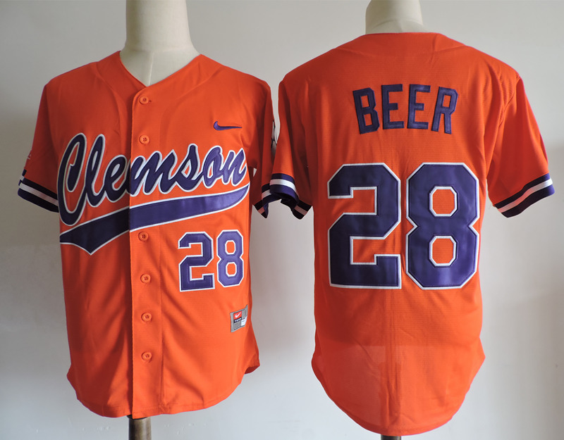 Men's Clemson Tigers #28 Seth Beer Nike Orange College Baseball Jersey