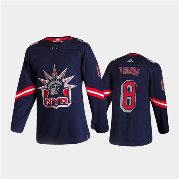 Men's New York Rangers #8 Jacob Trouba Reverse Navy adidas 2020-21 NHL REVERSE RETRO JERSEYS