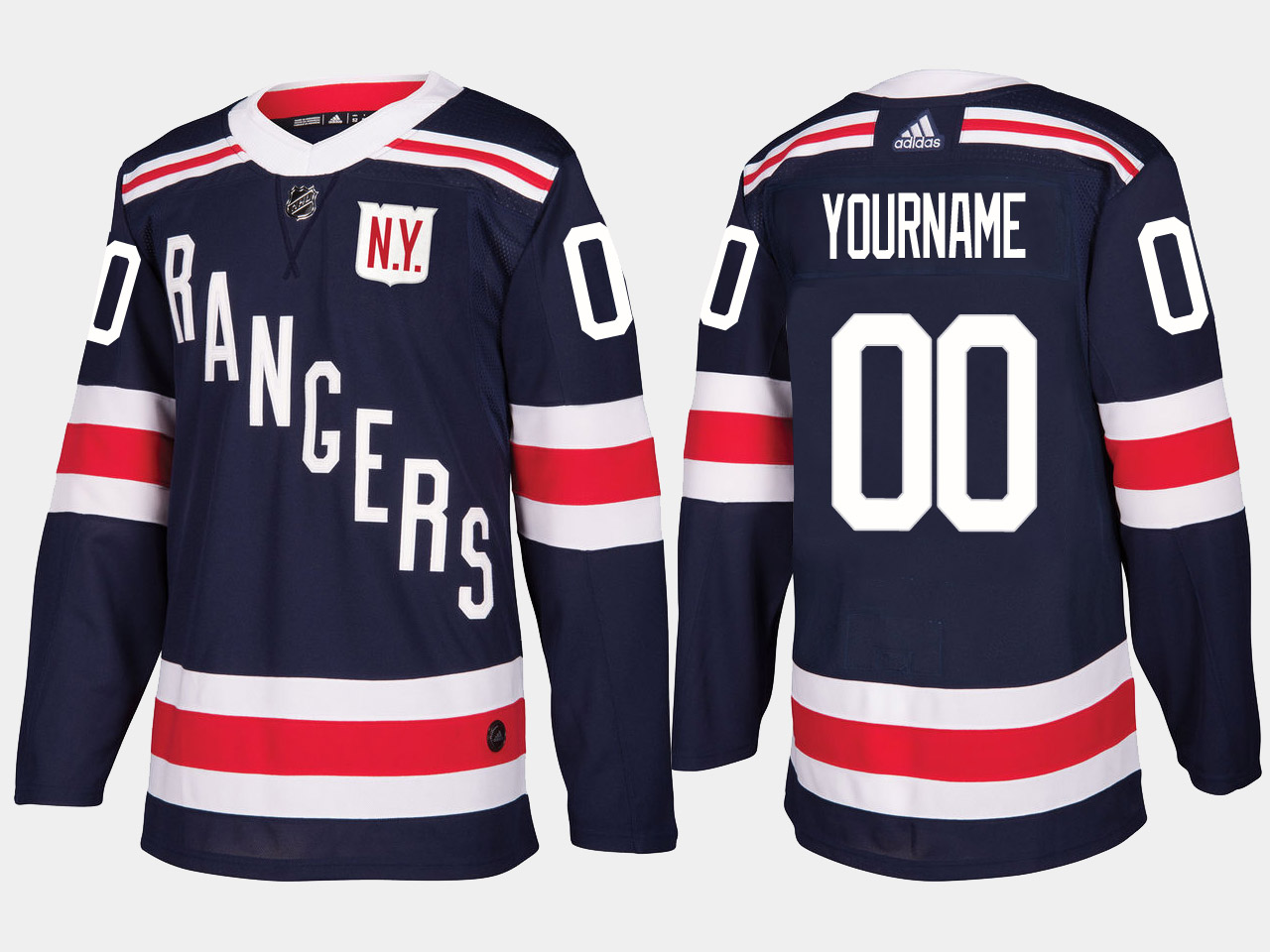 Men's New York Rangers Custom adidas 2018 Winter Classic Authentic Navy Jersey