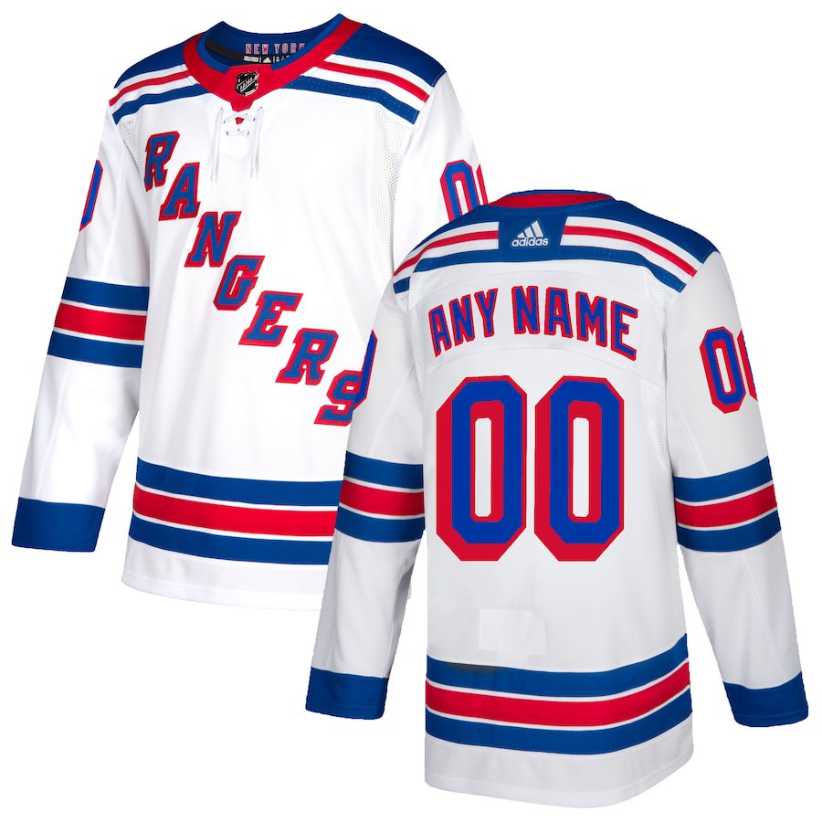 Men's New York Rangers Custom adidas White Away Jersey