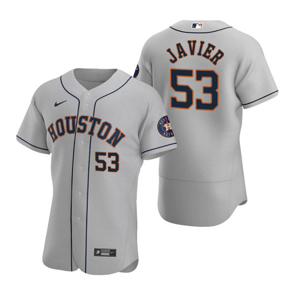 Men's Houston Astros #53 Cristian Javier Nike Gray Road Flexbase Jersey