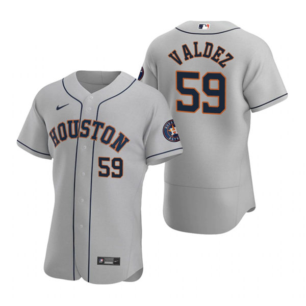 Men's Houston Astros #59 Framber Valdez Nike Gray Road Flexbase Jersey