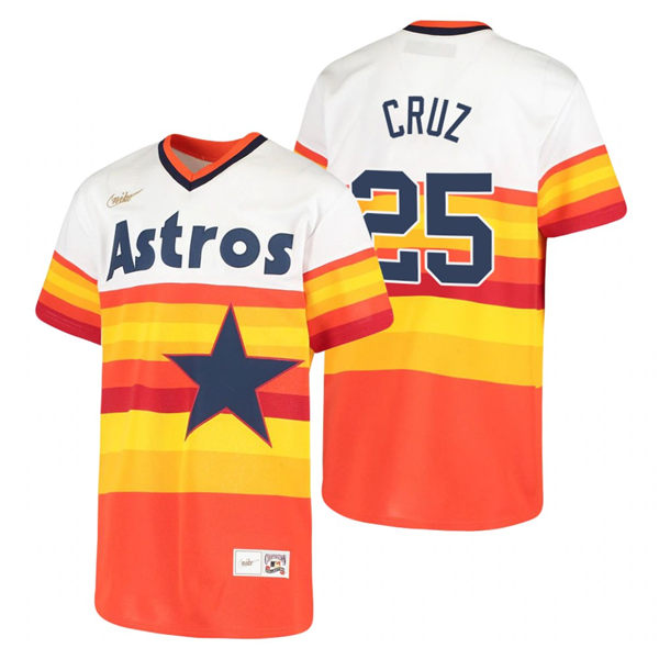 Men's Houston Astros Retired Player #25 Jose Cruz Nike White Orange Cooperstown Collection Jersey