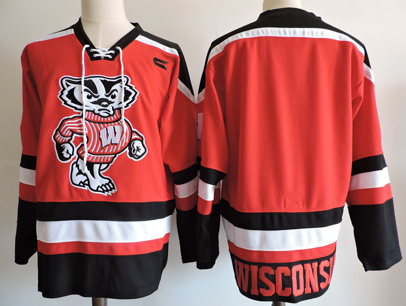 Men's Wisconsin Badgers Cardinal Face Off College Hockey Jersey