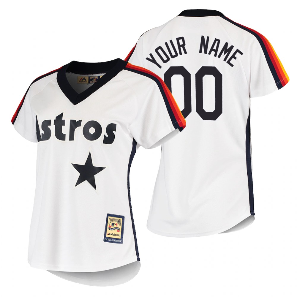 Women's Houston Astros Custom White Cooperstown Collection Jersey