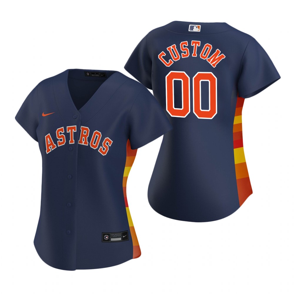 Women's Houston Astros Custom Nike Navy Alternate Jersey