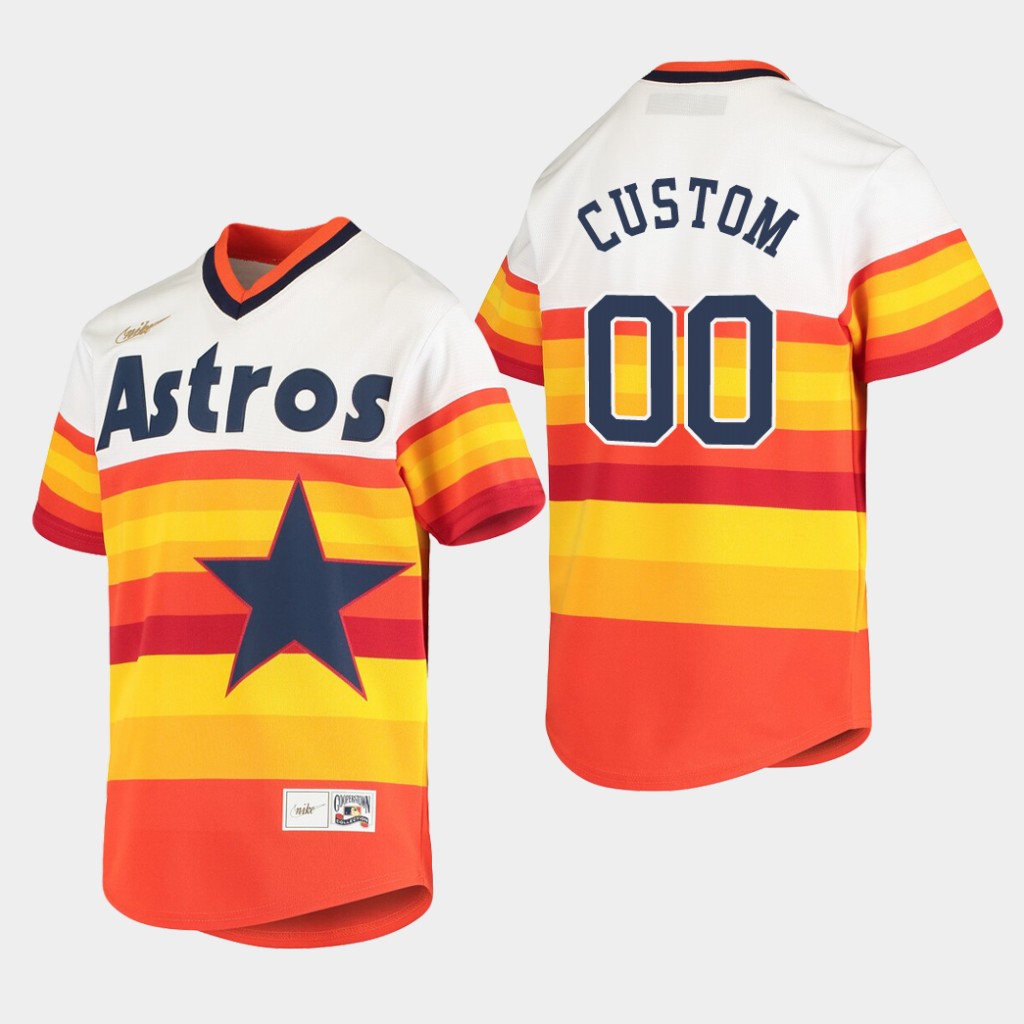 Men's Houston Astros Custom Nike White Orange Cooperstown Collection Jersey