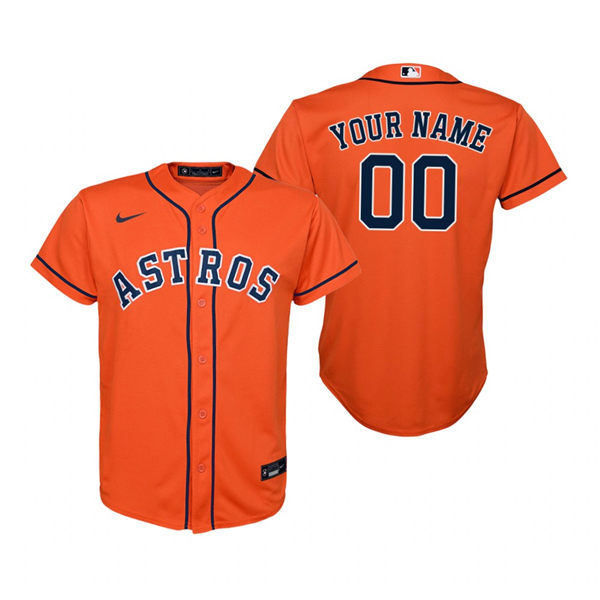 Youth Houston Astros Custom Nike Orange Alternate Jersey