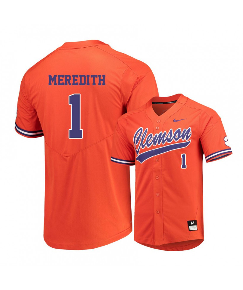 Men's Clemson Tigers #1 Kier Meredith Nike Orange College Baseball Jersey