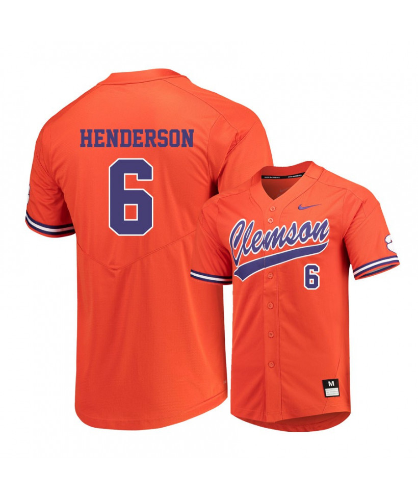 Men's Clemson Tigers #6 Elijah Henderson Nike Orange College Baseball Jersey