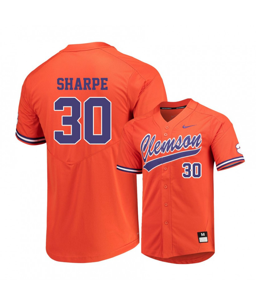 Men's Clemson Tigers #30 Davis Sharpe Nike Orange College Baseball Jersey