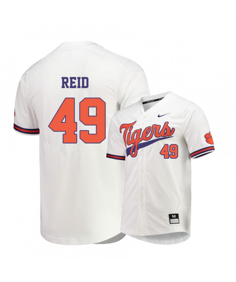 Men's Clemson Tigers #49 Regan Reid Nike White College Baseball Jersey