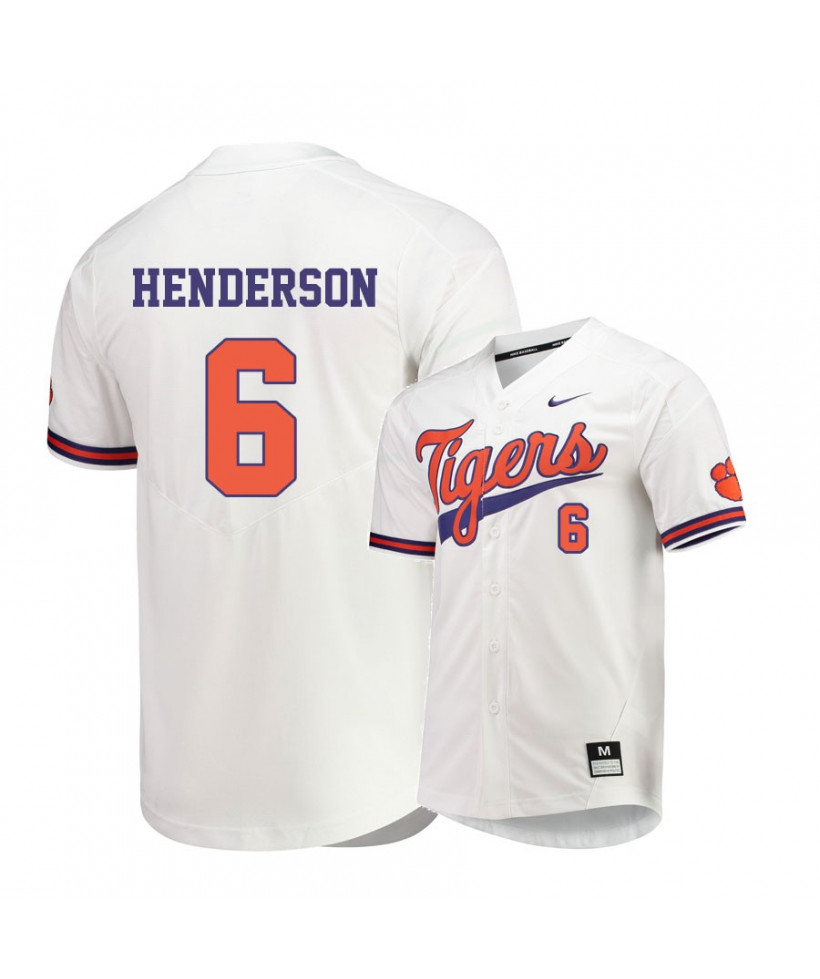 Men's Clemson Tigers #6 Elijah Henderson Nike White College Baseball Jersey