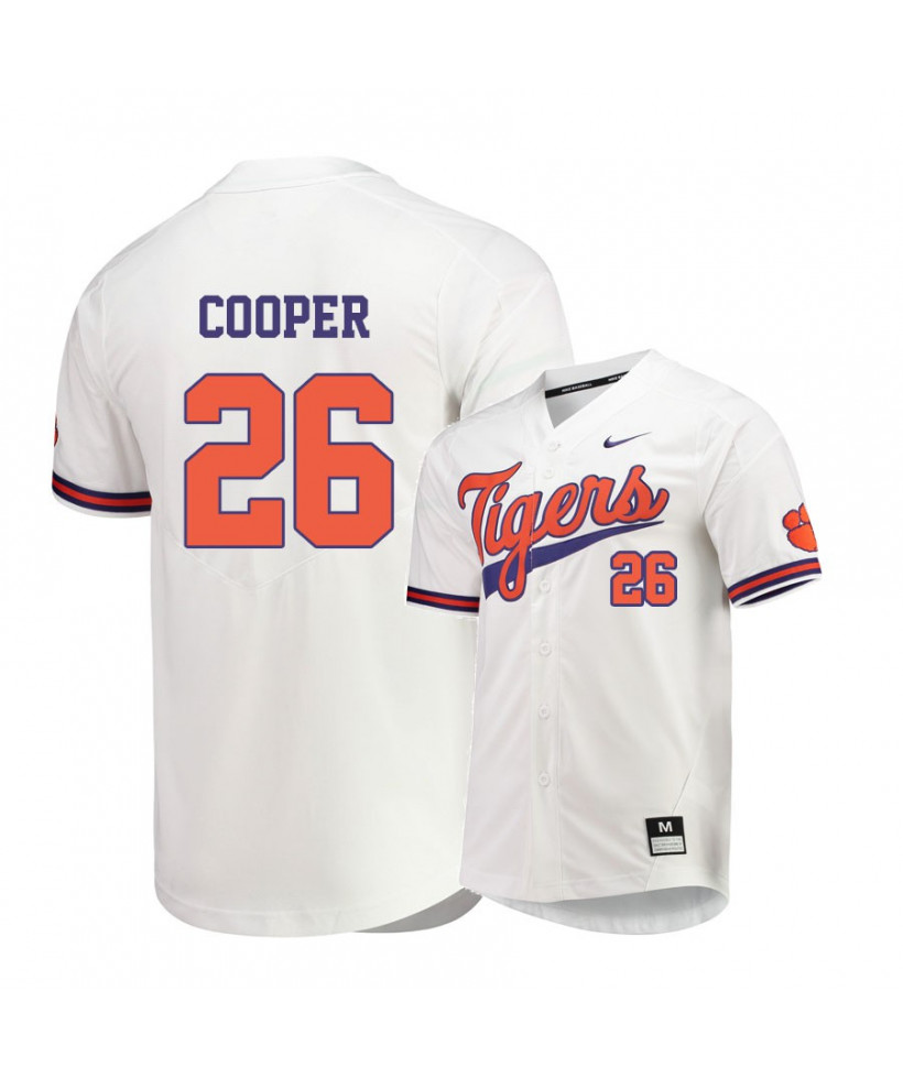 Men's Clemson Tigers #26 Matt Cooper Nike White College Baseball Jersey