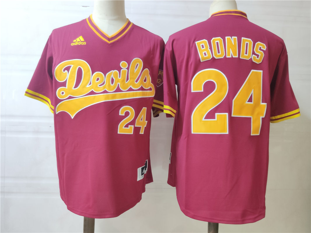Men's Arizona State Sun Devils #24 Barry Bonds Adidas Maroon Devils Pullover Baseball Jersey