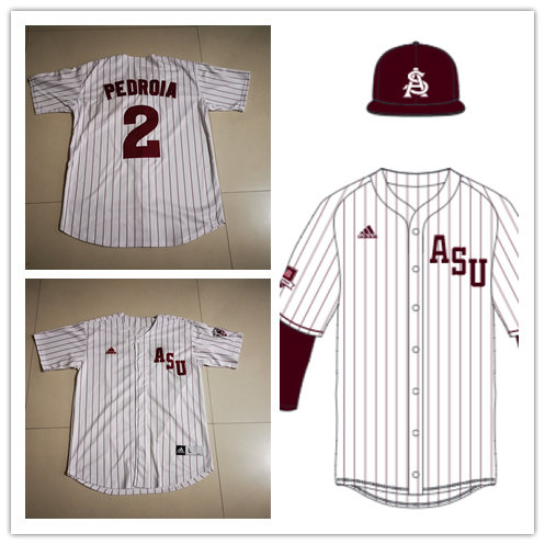 Men's Arizona State Sun Devils Custom  Adidas White Pinstripe Baseball Jersey 