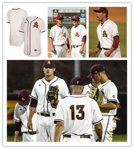 Men's Arizona State Sun Devils Custom Adidas White AS Baseball Jersey 