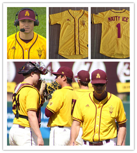  Men's Arizona State Sun Devils Custom Adidas Gold Baseball Jersey 