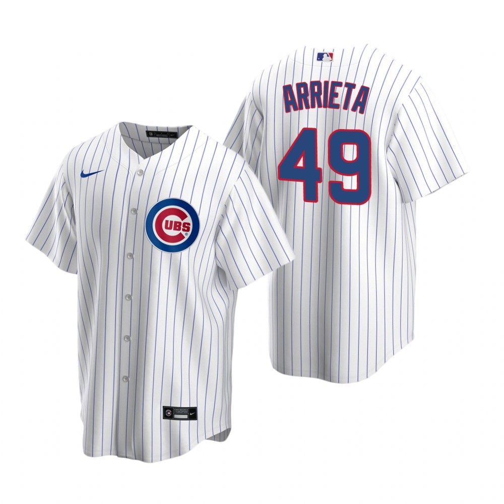 Mens Chicago Cubs #49 Jake Arrieta Nike White Replica Home Jersey