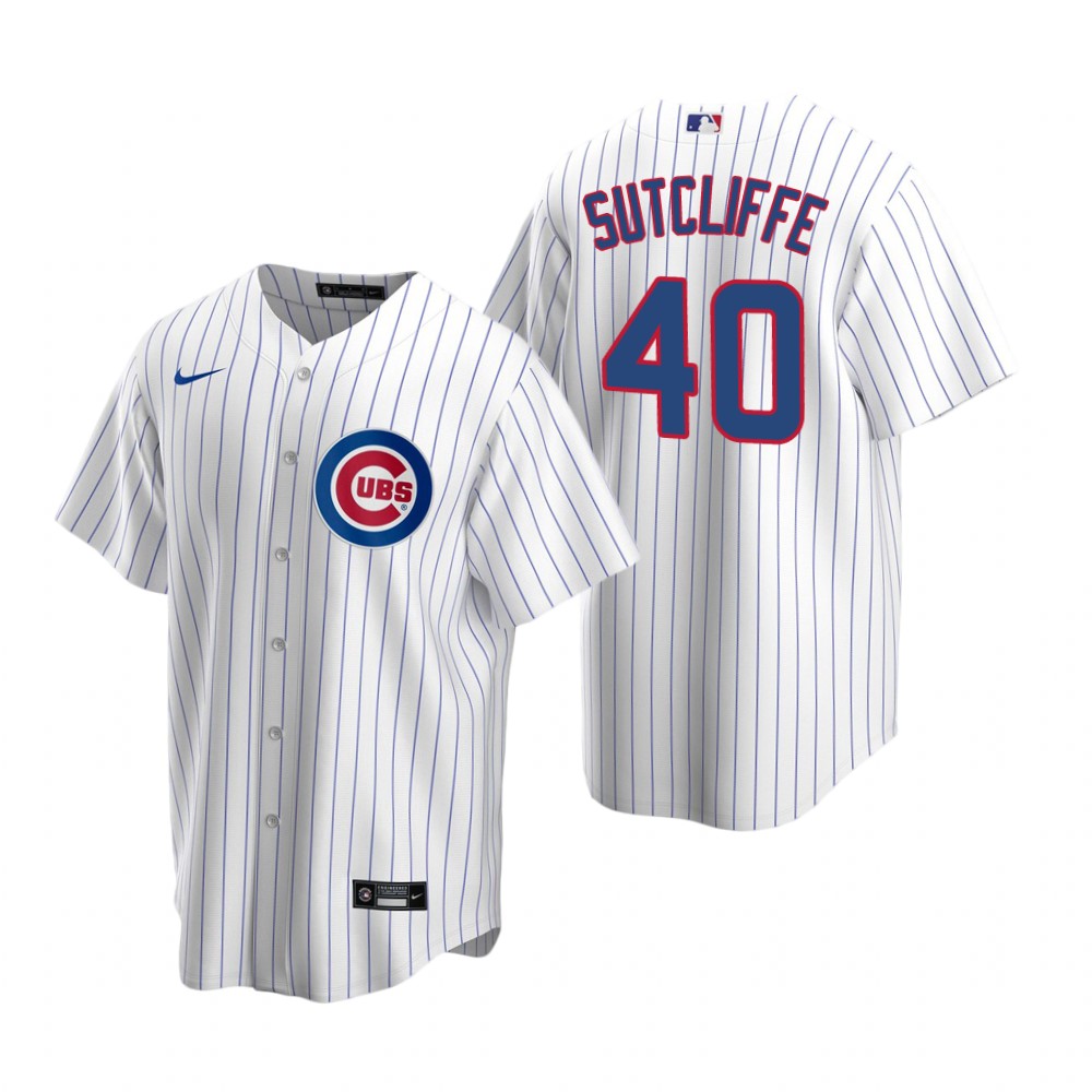 Men's  Chicago Cubs Retired Player #40 Rick Sutcliffe Nike White Cool Base Jersey