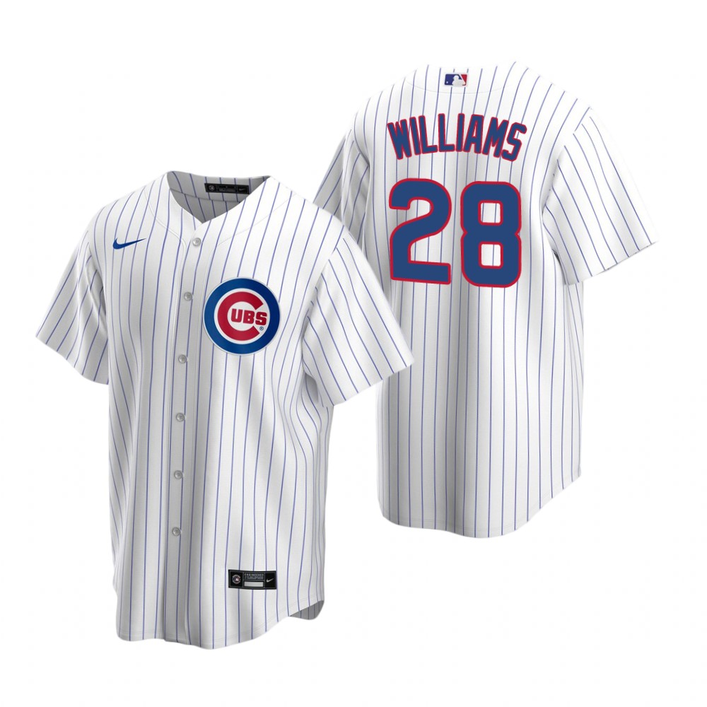 Men's  Chicago Cubs Retired Player #28 Mitch Williams Nike White Cool Base Jersey