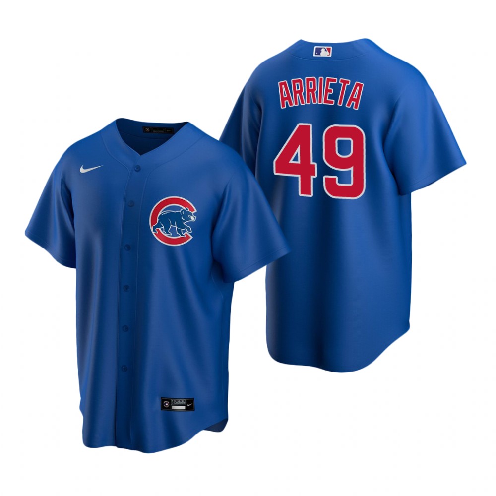 Mens Chicago Cubs #49 Jake Arrieta Nike Royal Alternate Cool Base Jersey