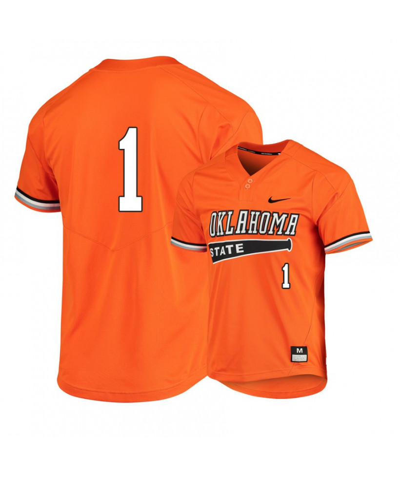 Men's Oklahoma State Cowboys #1 Hueston Morrill Nike Orange Pullover  Baseball Jersey