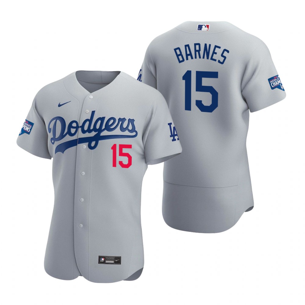Mens Los Angeles Dodgers #15 Austin Barnes Nike Grey Flexbase Jersey