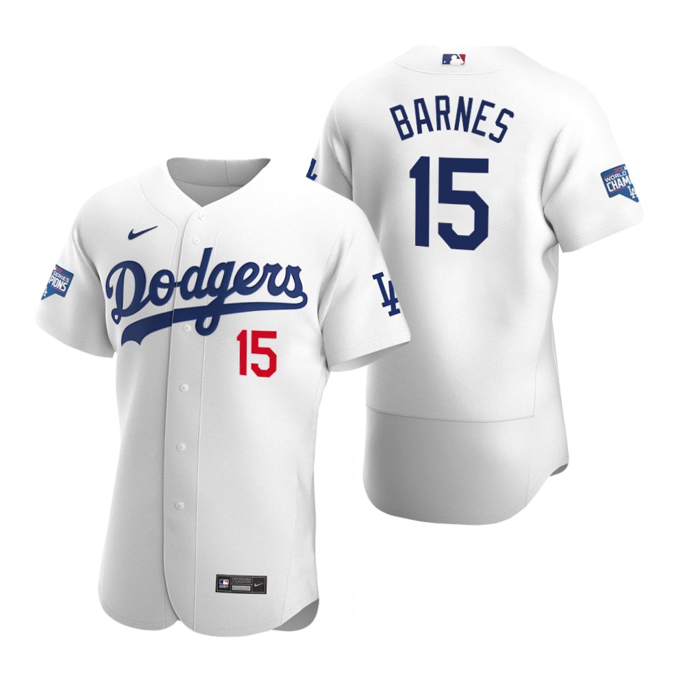 Mens Los Angeles Dodgers #15 Austin Barnes Nike White Flexbase Jersey