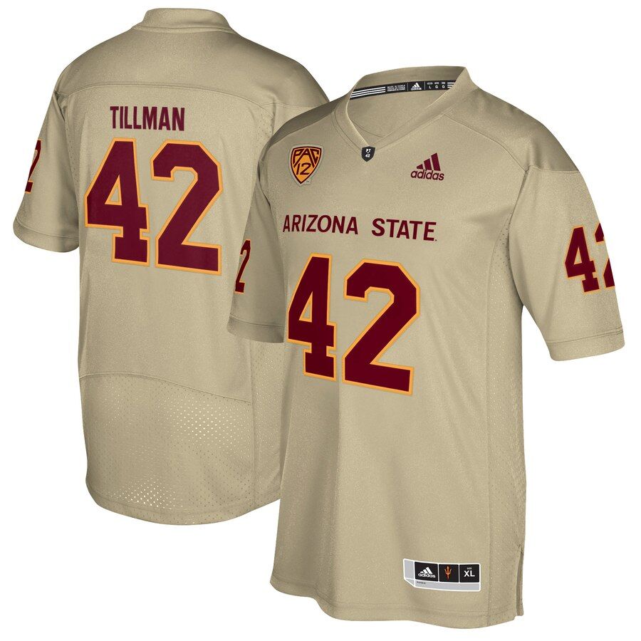 Men's Arizona State Sun Devils #42 Pat Tillman Cream Retro Football Jersey