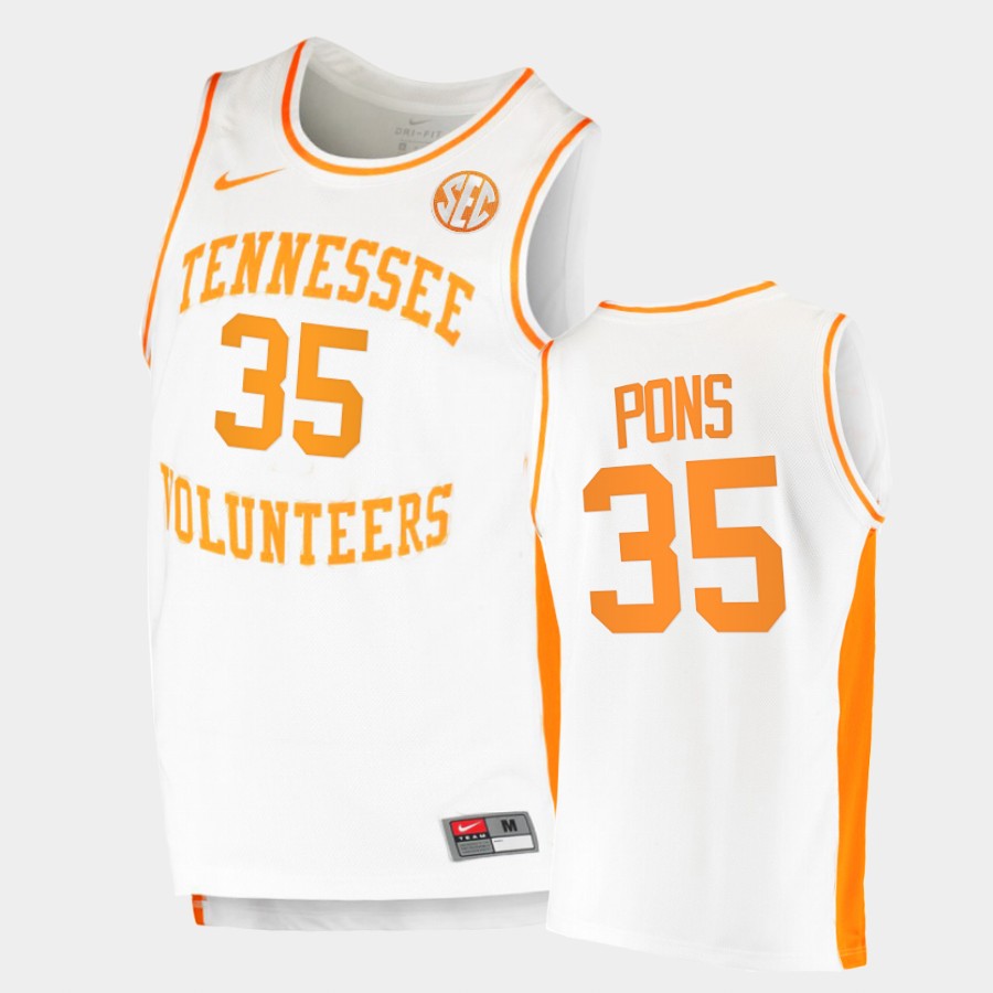 Men's Tennessee Volunteers #35 Yves Pons Nike 2020 White Retro College Basketball Jersey
