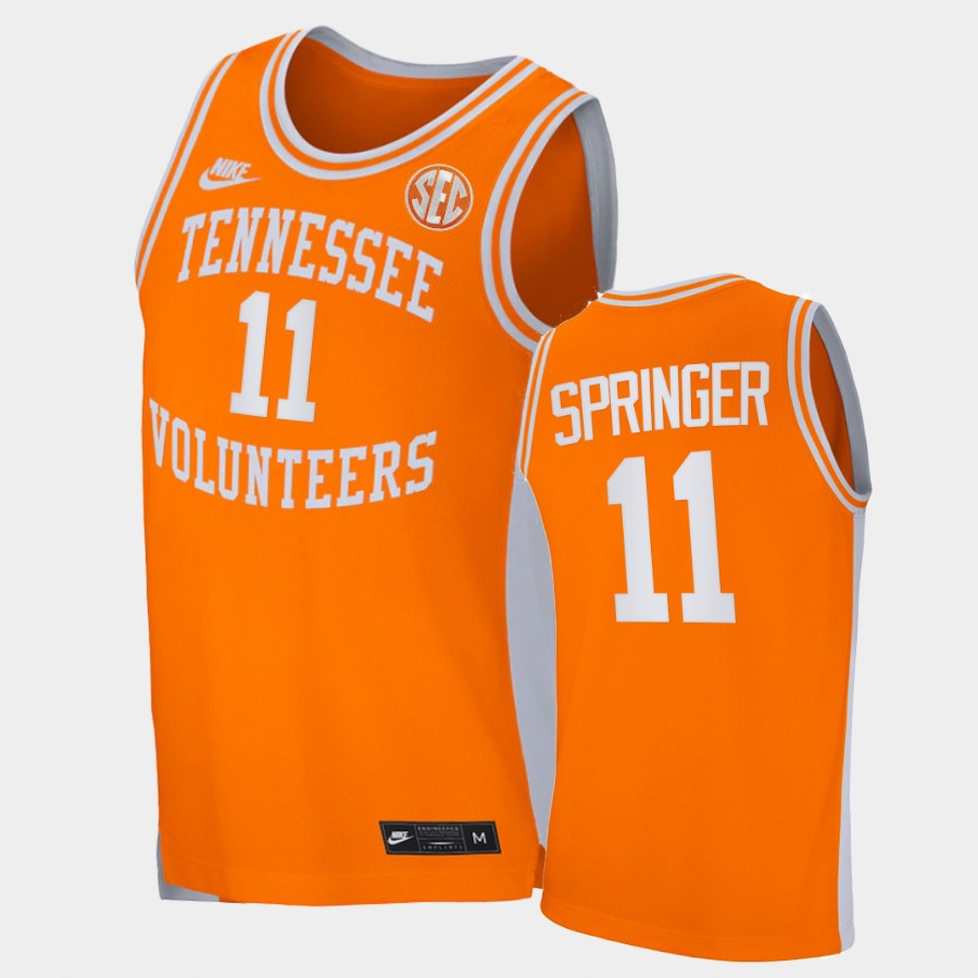 Men's Tennessee Volunteers #11 Jaden Springer Nike 2020 Orange Retro College Basketball Jersey

